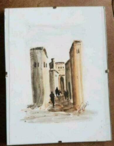 Aquarel Fertall Fez Marocco, Ophalen