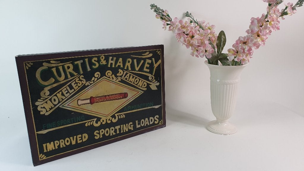 Brocante houten doos, kist met deksel, Curtis & Harvey. S16, Antiek en Kunst, Ophalen of Verzenden