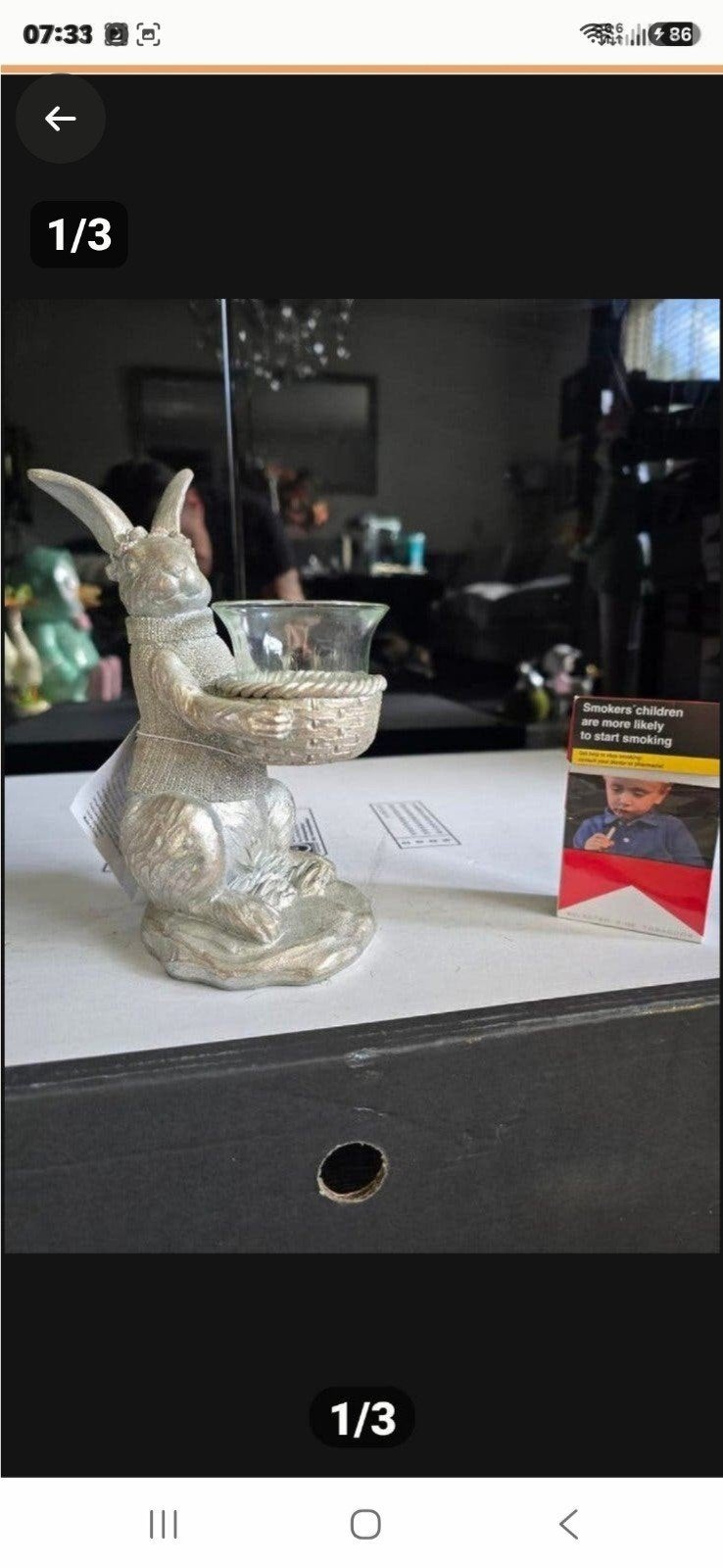 Een schattige zilverkleurige kandelaar in de vorm van een ko, Diversen, Ophalen of Verzenden, Nieuw