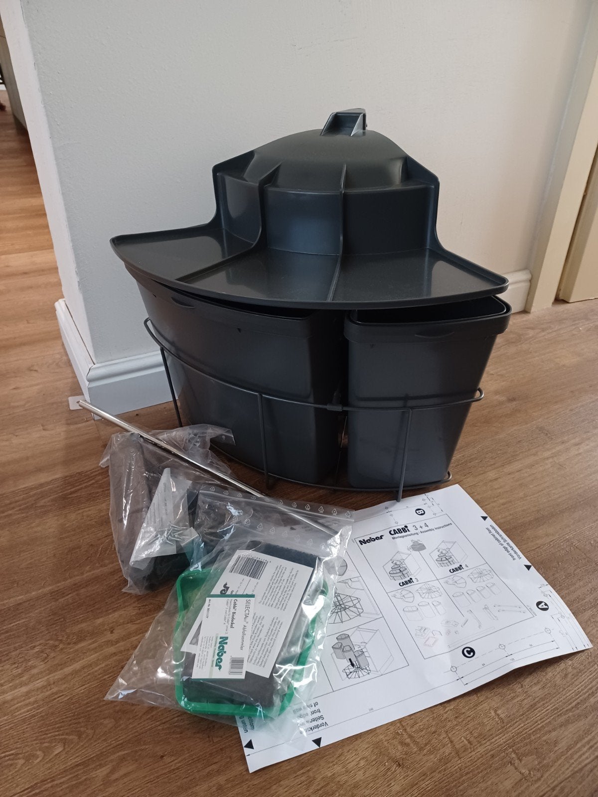 Naber Cabby 3 plus afvalsysteem 9+12+18L draaideur, Nieuw, Minder dan 100 cm, Grijs, 25 tot 50 cm