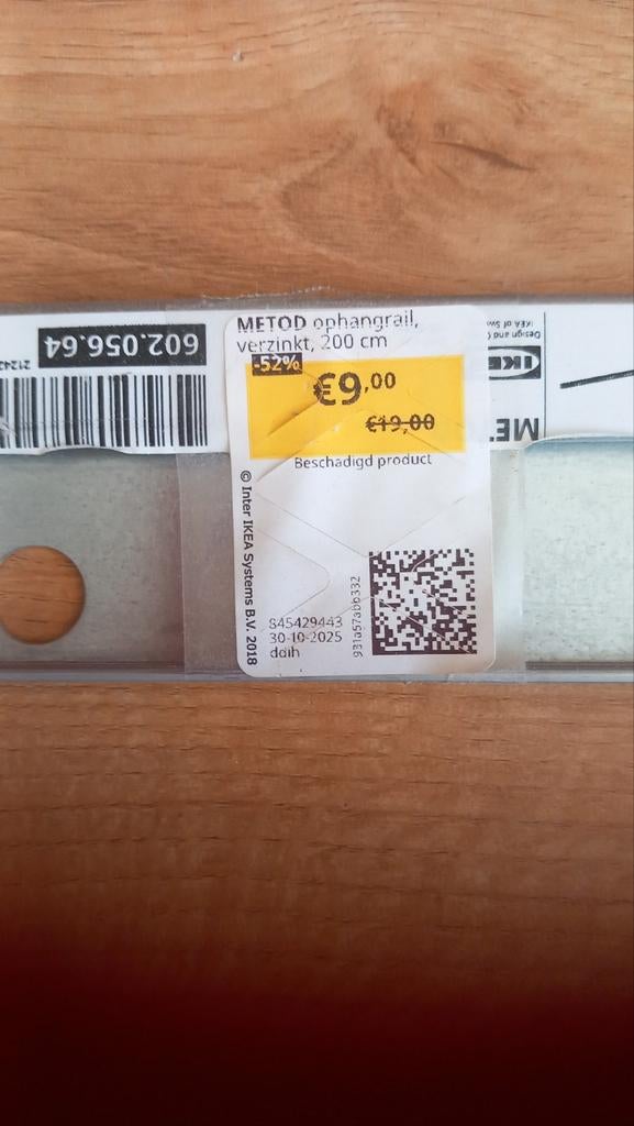 IKEA Metod keuken ophangrail - 2 meter, Ophalen, Overige typen, IKEA, Metaal
