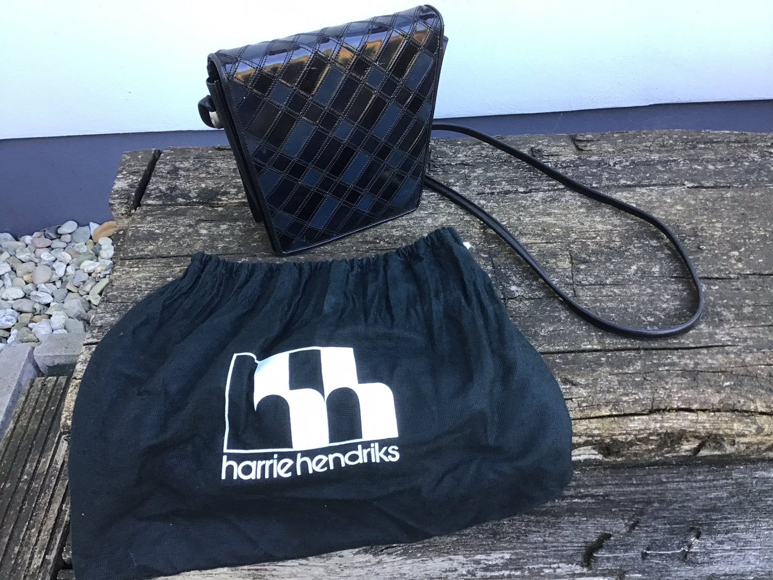 Harrie Hendriks - blauw/zwart - leren schoudertas, Ophalen of Verzenden, Zo goed als nieuw, Blauw