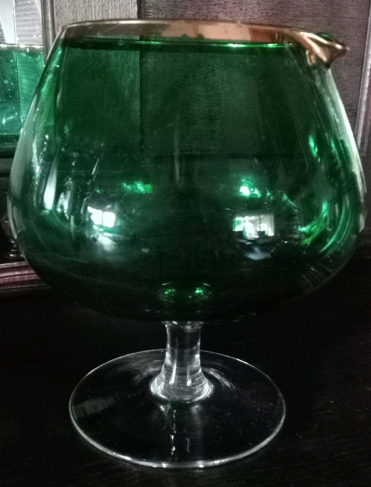Boheemse Groene Bokaal - Kristal, Ophalen of Verzenden