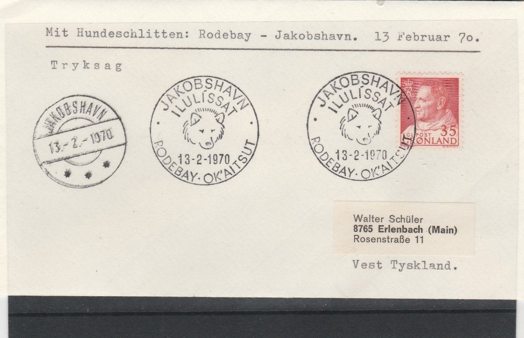 GROENLAND SLEDEPOST GESTEMPELD., Verzenden, Denemarken, Gestempeld