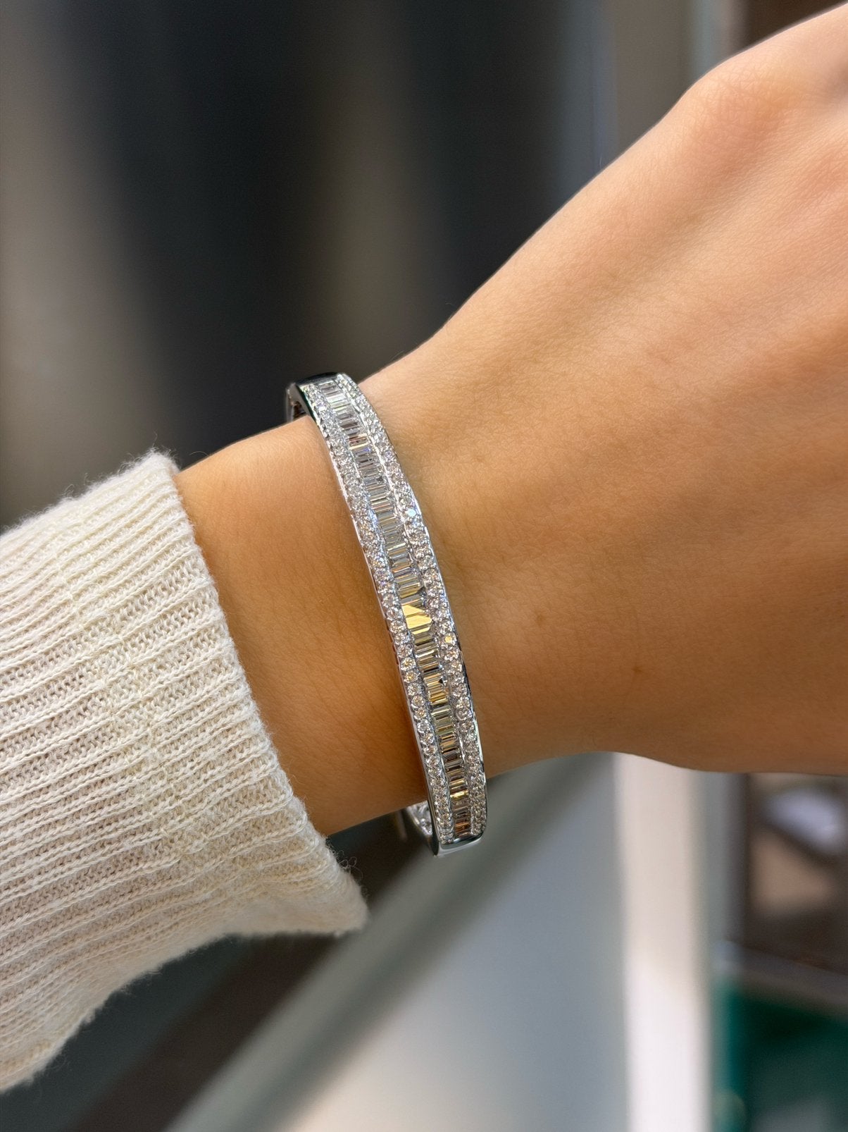 18KT Wit Goud - 6.80 natuurlijke diamanten-Armband - Bangle