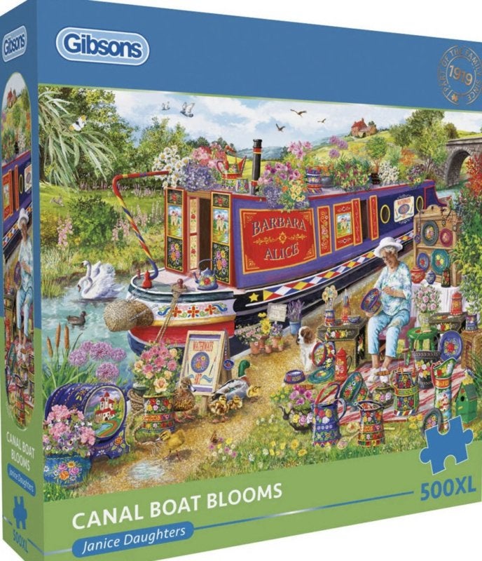 Gibsons - Canal Boat Blooms - 500XL stukjes, Ophalen of Verzenden, 500 t/m 1500 stukjes, Nieuw, Legpuzzel