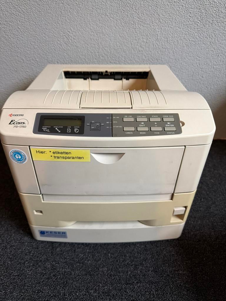 Kyocera Ecosys FS-1750 Laserprinter met Toner en Handleiding, Computers en Software, Printers, Ophalen, Zwart-en-wit printen, Gebruikt