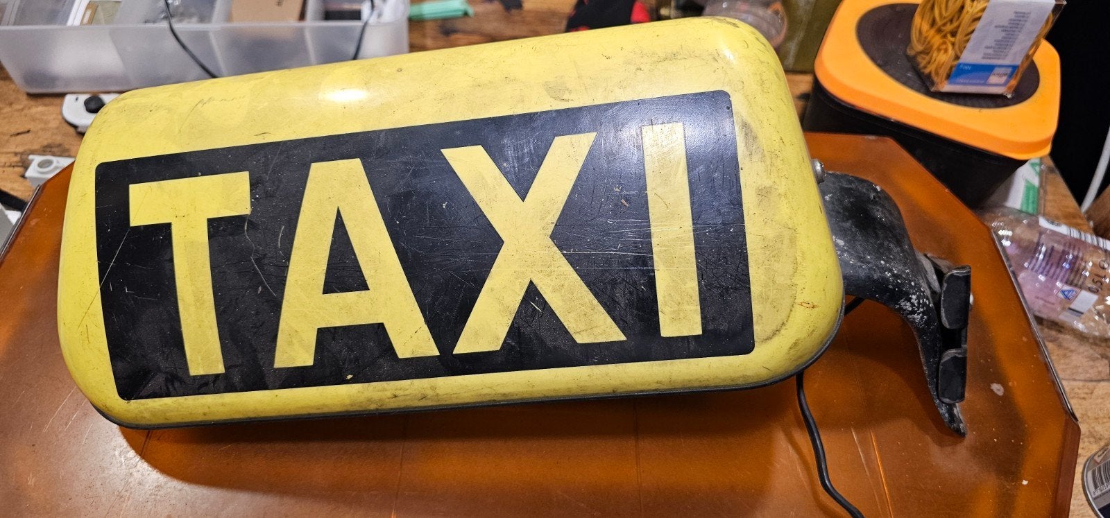 Vintage taxi bord voor op de auto - werkt prima, Ophalen of Verzenden