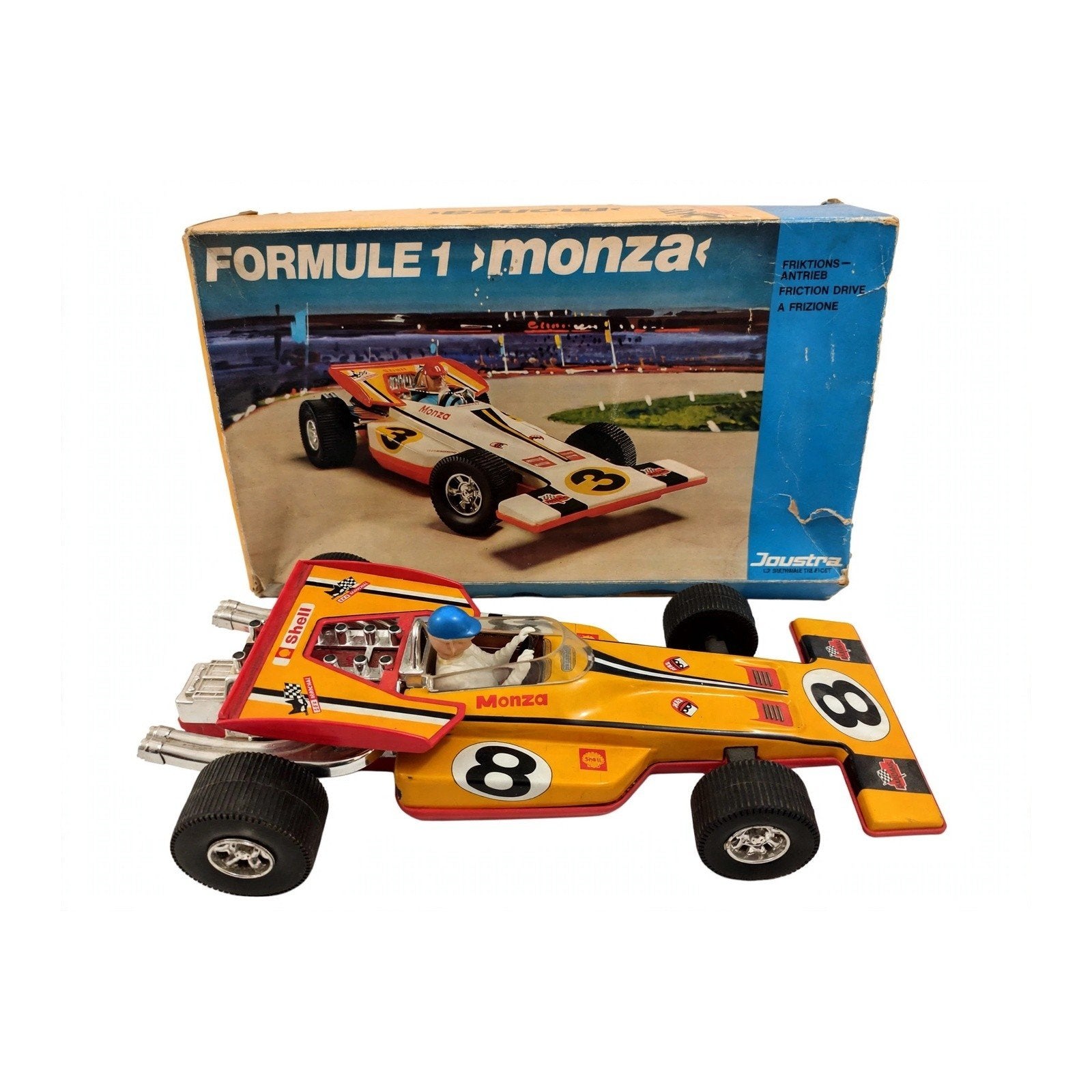 Vintage Joustra Formule 1 Monza raceauto  werkend mechanisme, Ophalen of Verzenden, Gebruikt