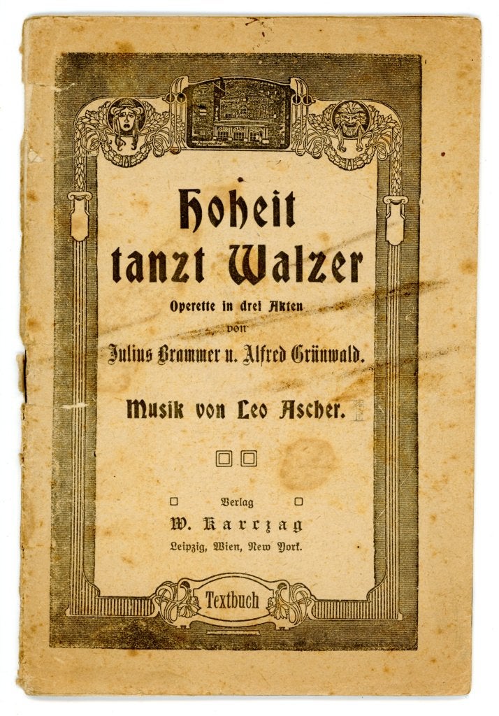 Theater-Document 1919 – Operette "Hoheit tanzt Walzer", Muziek en Instrumenten, Gebruikt, Klassiek, Zang, Ophalen of Verzenden