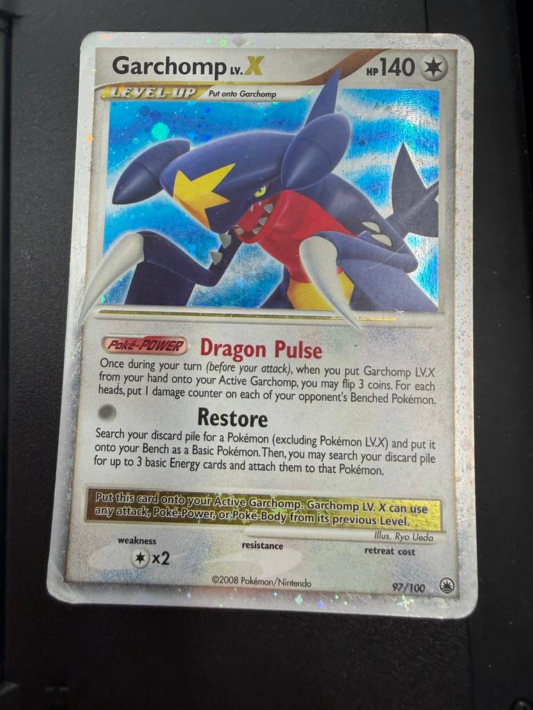 Garchomp LV.X Pokémon Kaart (2008), Ophalen of Verzenden, Gebruikt, Losse kaart, Foil