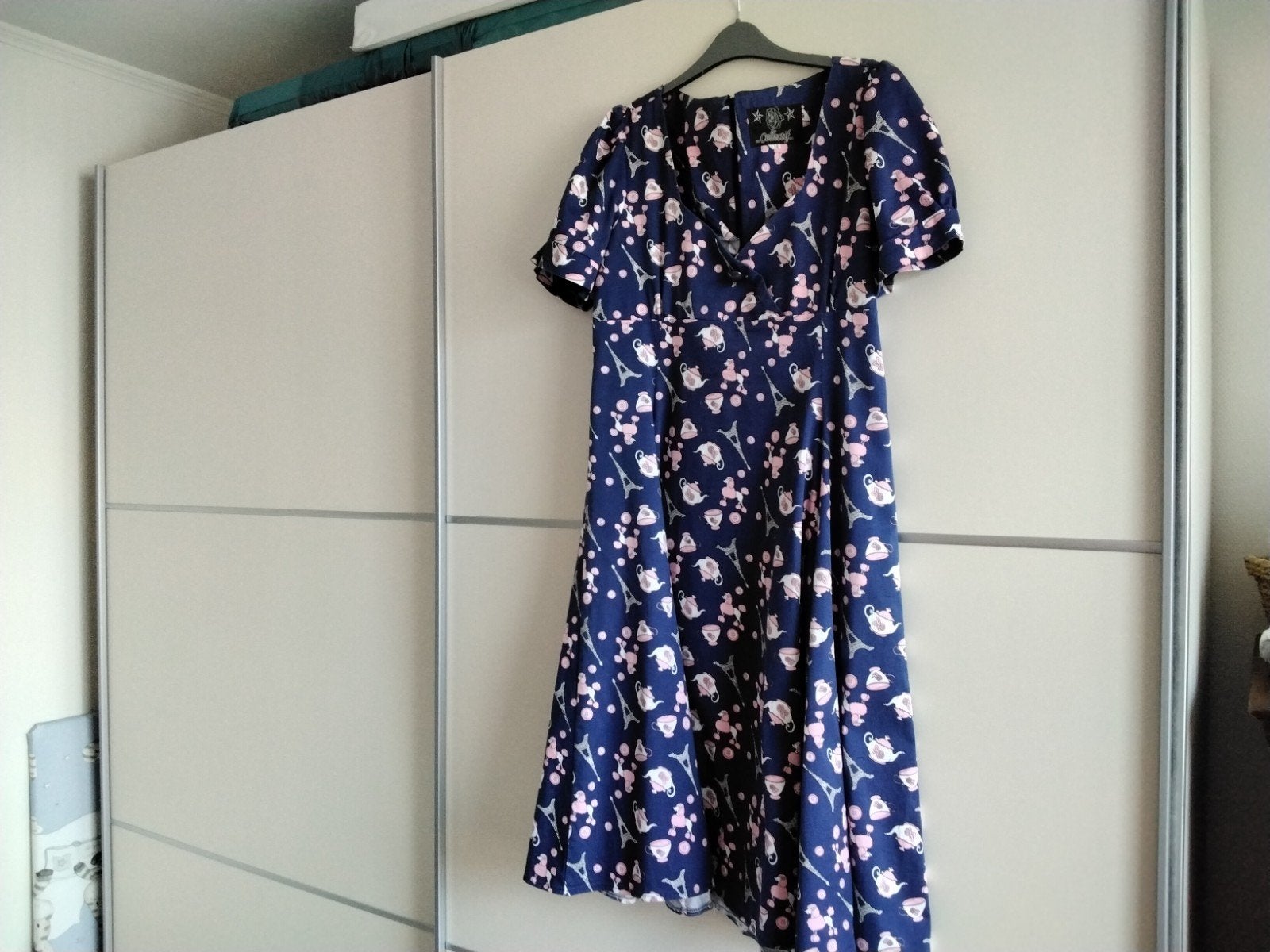 Vintage jurk jaren '50/'60 stijl, Collectif, maat L/42, Kleding | Dames, Collectif, Ophalen of Verzenden, Zo goed als nieuw, Blauw