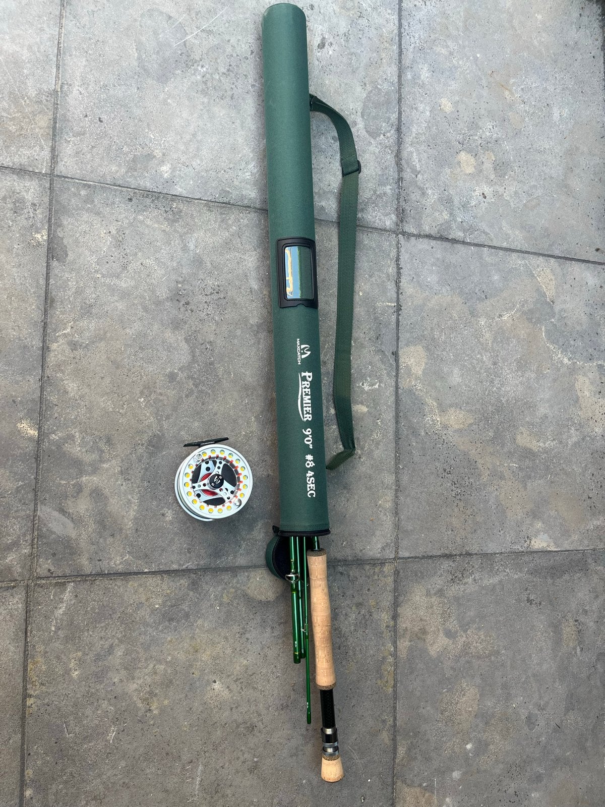 Nieuwstaat vliegvishengel met reel - Maxcatch Premier, Ophalen, Zo goed als nieuw, Complete hengel
