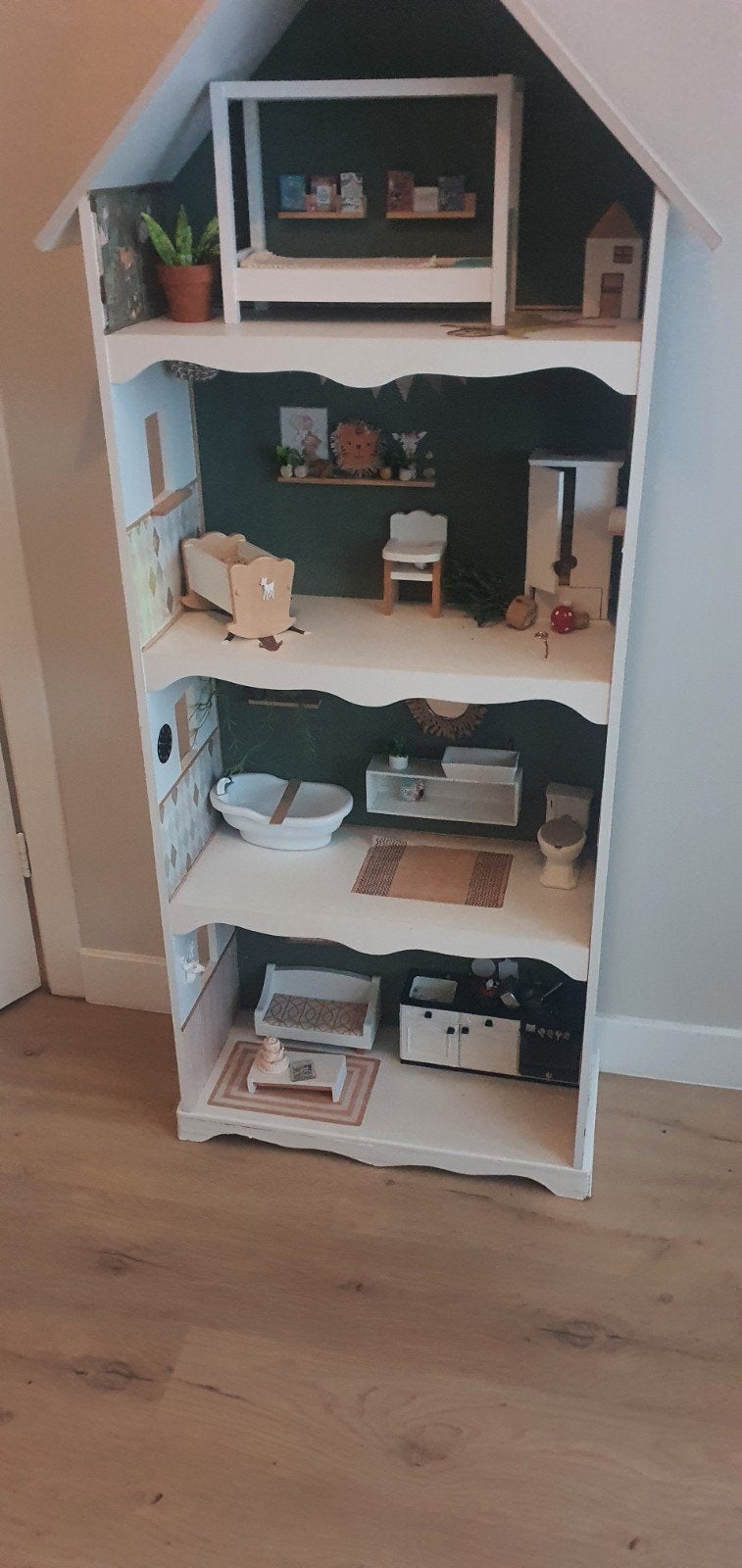 Uniek handgemaakt poppenhuis met meubels, Ophalen, Gebruikt, Poppenhuis