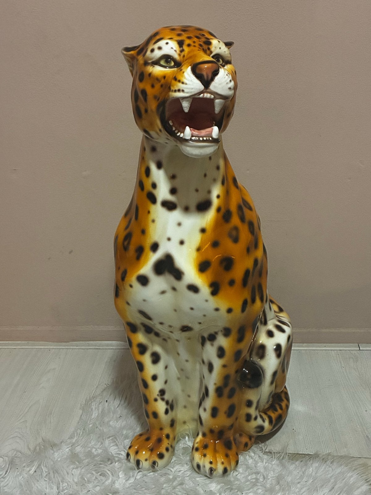 Grote keramische luipaard/panter beeld - Vintage stijl, Ophalen, Nieuw, Dier
