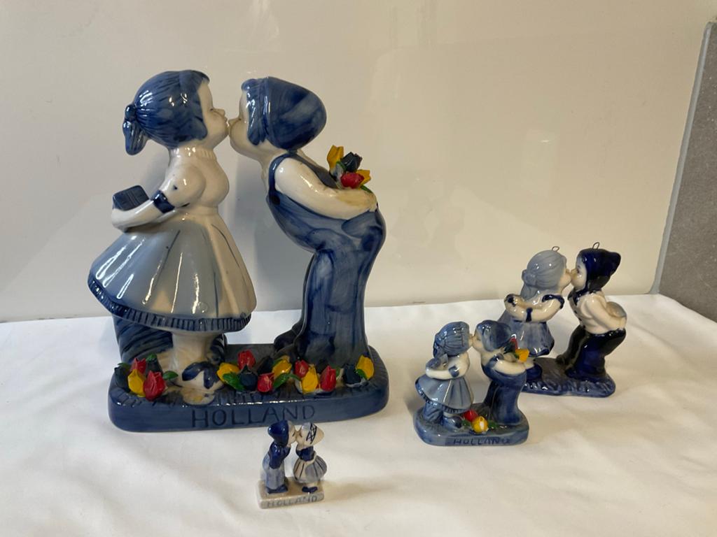 Delfts Blauw Hollandse Kus Beeldjes Set, Ophalen of Verzenden, Gebruikt, Mens