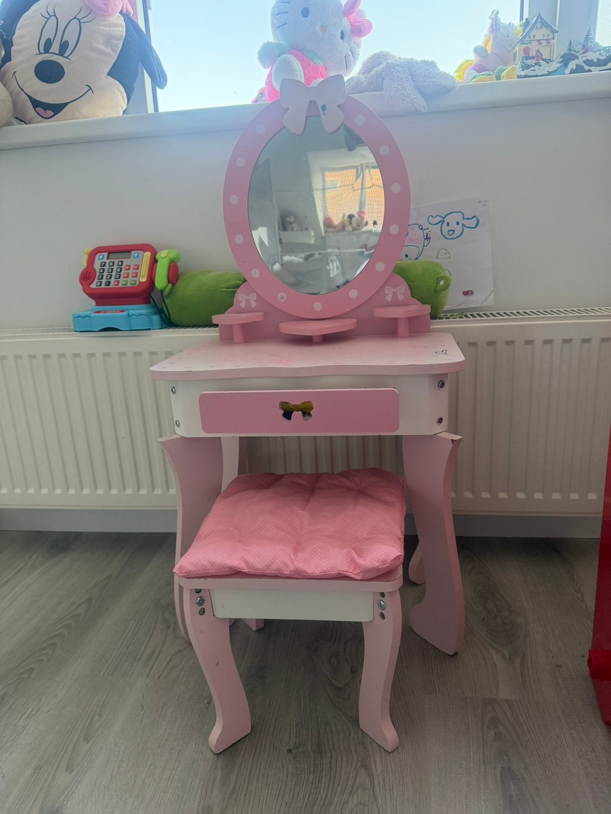 Houten make-up tafeltje met krukje, Ophalen, 50 tot 100 cm, Minder dan 100 cm