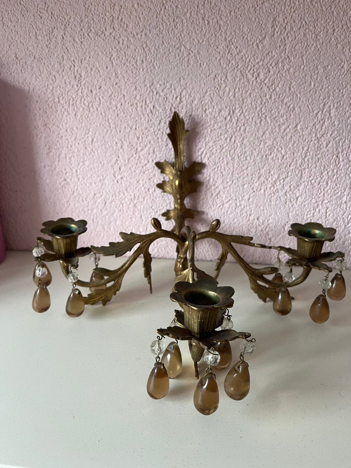 Prachtige vintage zware bronzen wandkandelaar barok rococo, Verzenden, Koper of Brons