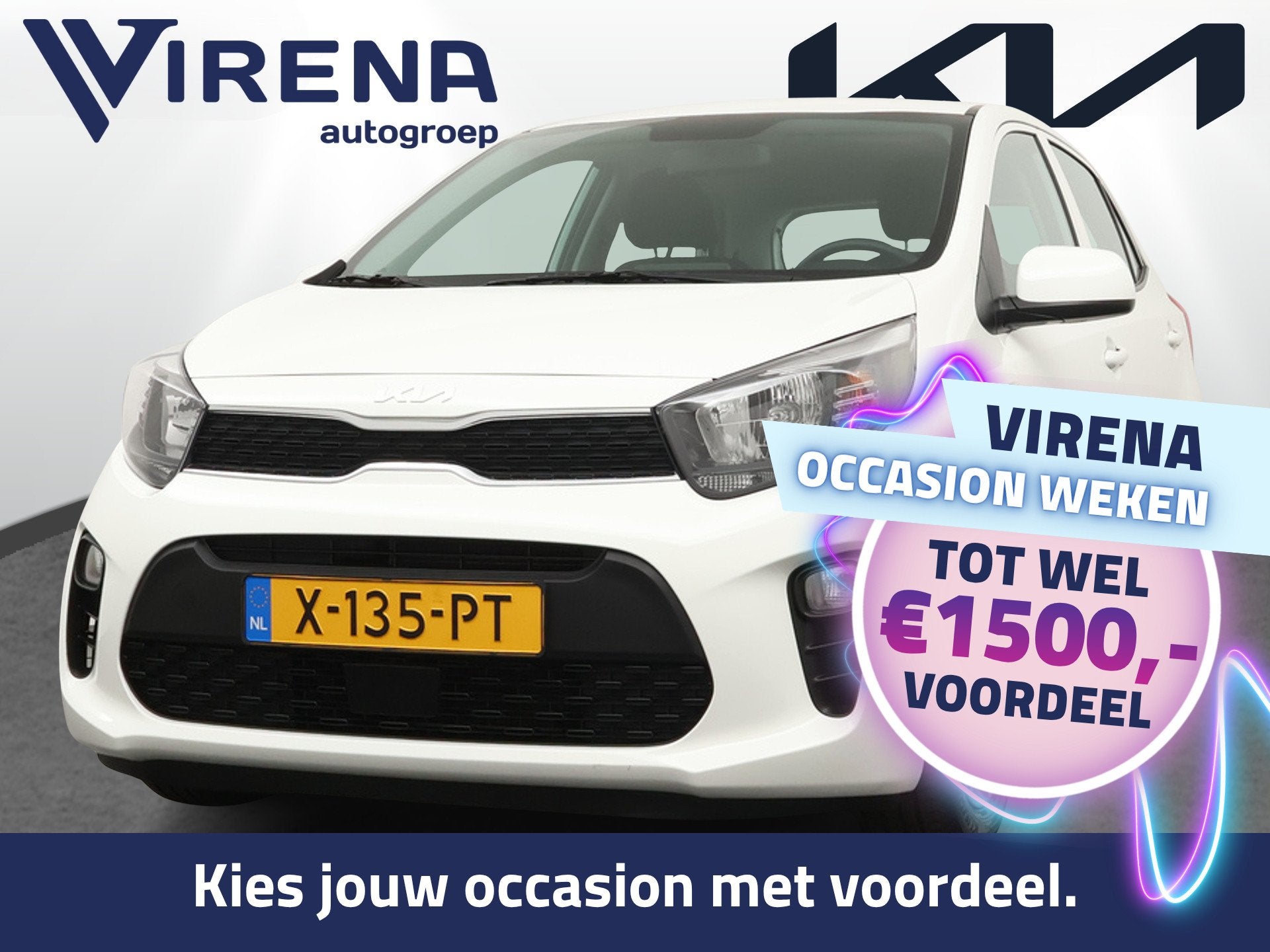 Kia Picanto 1.0 DPi DynamicLine - Airco - Android/Apple Carp, Voorwielaandrijving, Verwarmde buitenspiegels, Stof, Gebruikt