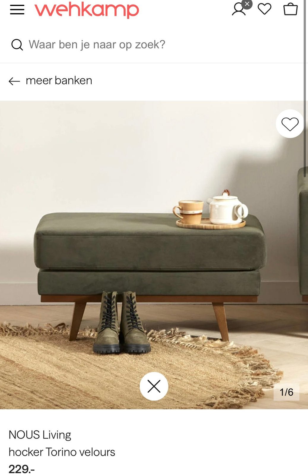 Wehkamp hocker Torino groen, Ophalen, Zo goed als nieuw, Rechthoekig, 125 cm of meer