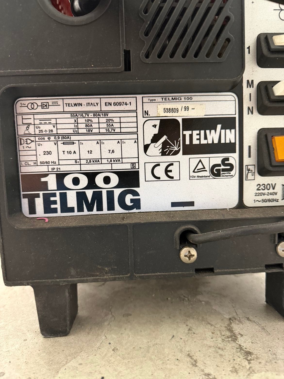 Las appraat Telwin Mig/Mag, Ophalen, Zo goed als nieuw, Co2