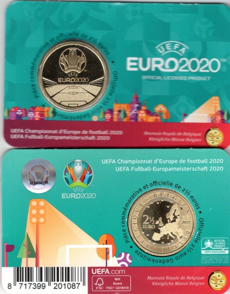 2,50 Euro Belgie 2021 - UEFA Euro 2000 - BU Coincard NL/FR, Verzenden, België, Overige waardes, Losse munt