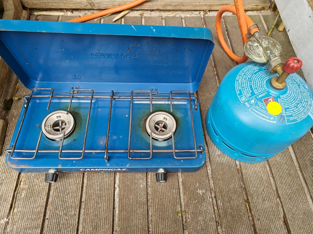 Campingaz gasfornuis met gasfles, Caravans en Kamperen, Kampeeraccessoires, Ophalen, Gebruikt