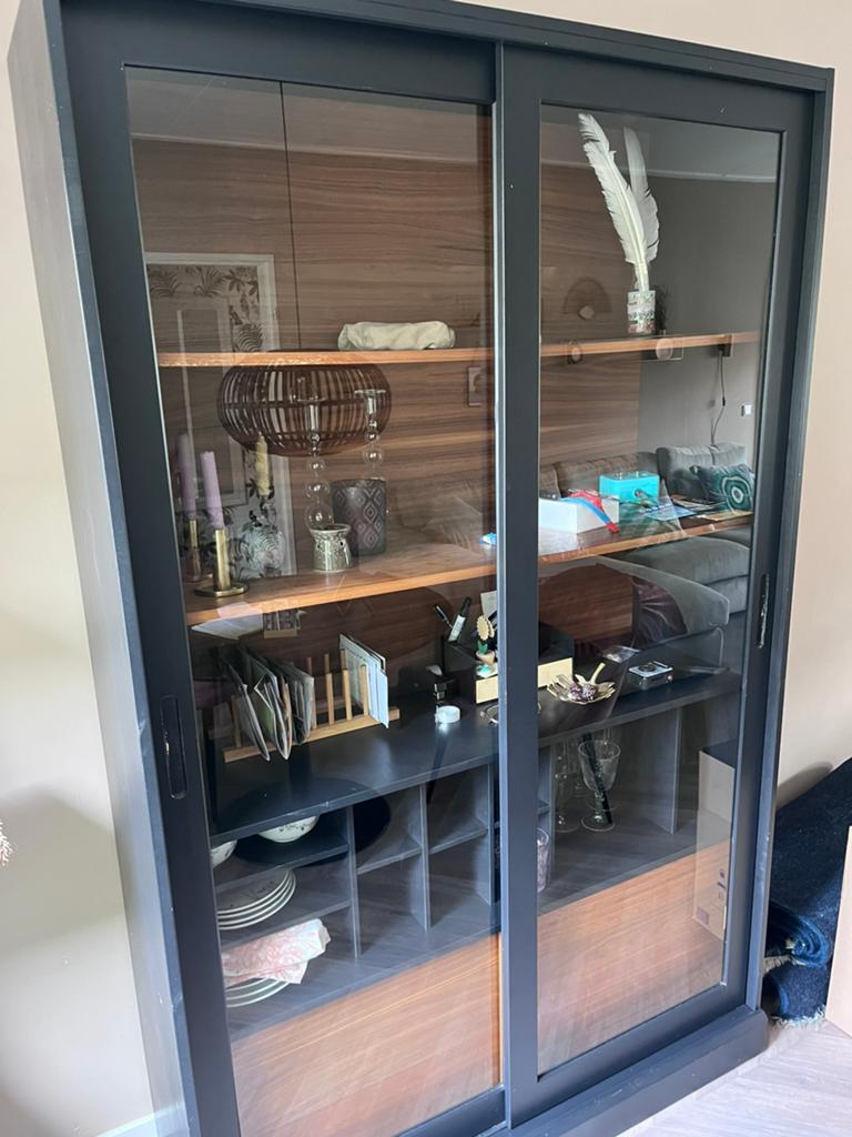 Woood vitrinekast James, Huis en Inrichting, Kasten | Vitrinekasten, Ophalen, 100 tot 150 cm, 200 cm of meer, Grenenhout