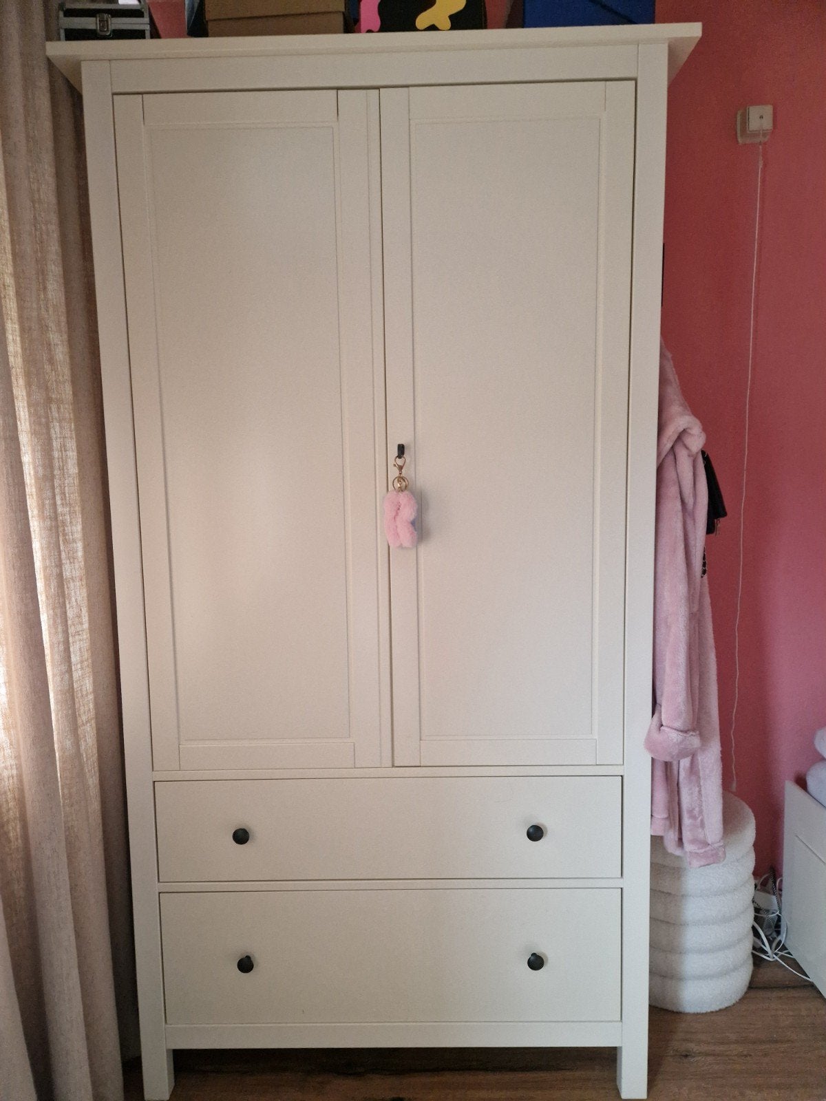 Witte kledingkast met lades en hangruimte, Ophalen, Gebruikt, 50 tot 100 cm, Met lade(s)