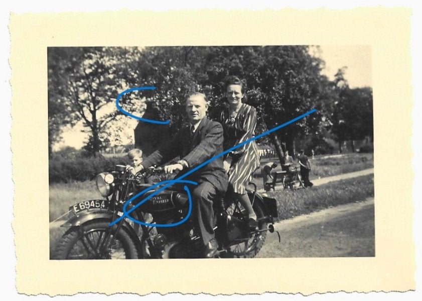 Royal Enfield motor vooroorlogse motorcycle stel foto, Verzenden, Foto, Zo goed als nieuw, Voor 1940