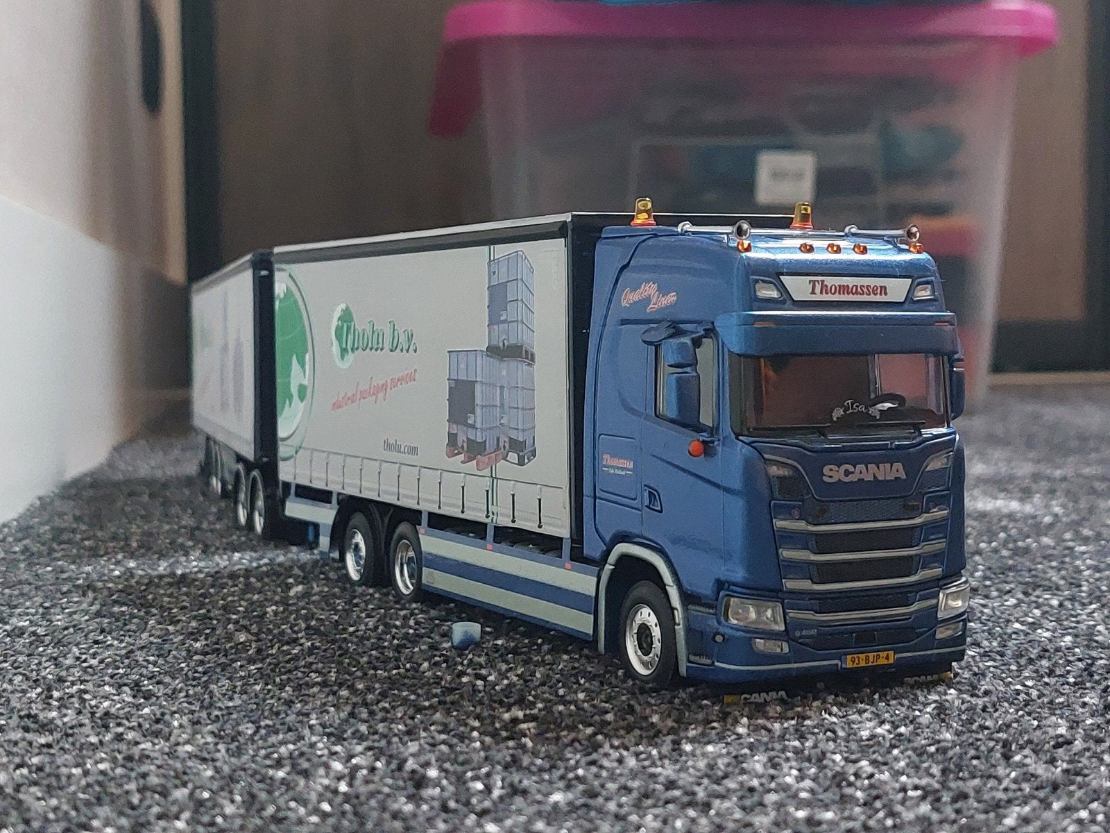 WSI Scania LZV Thomassen Tholu modelvrachtwagen, Overige merken, 1:50 of kleiner, Ophalen of Verzenden, Zo goed als nieuw