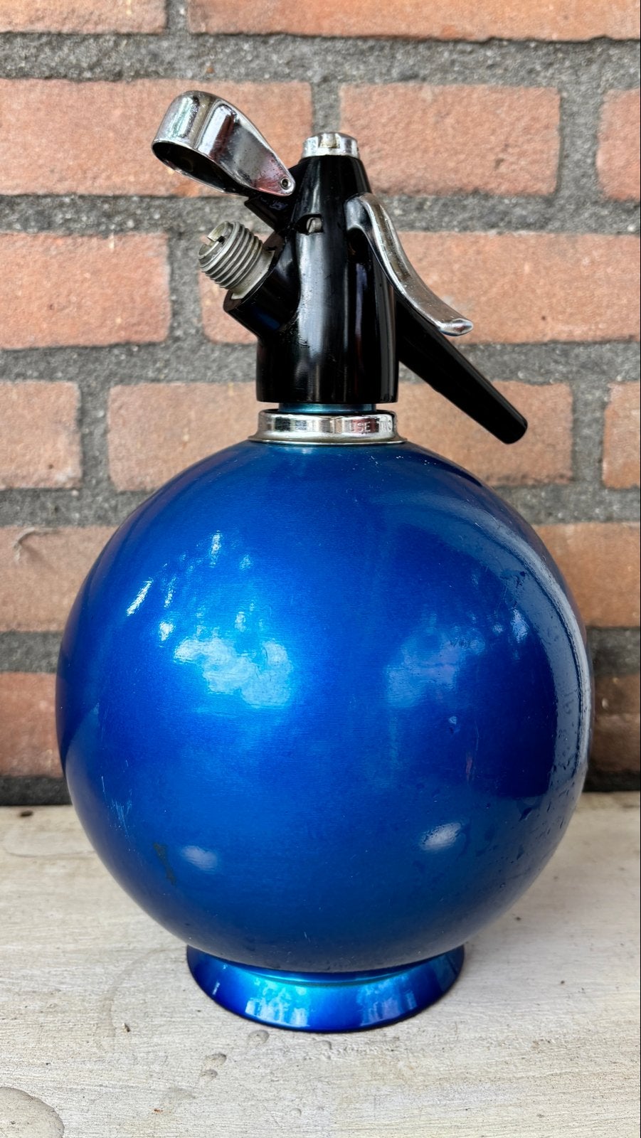Vintage blauwe sifonfles - spuitwaterfles, Antiek en Kunst, Ophalen of Verzenden