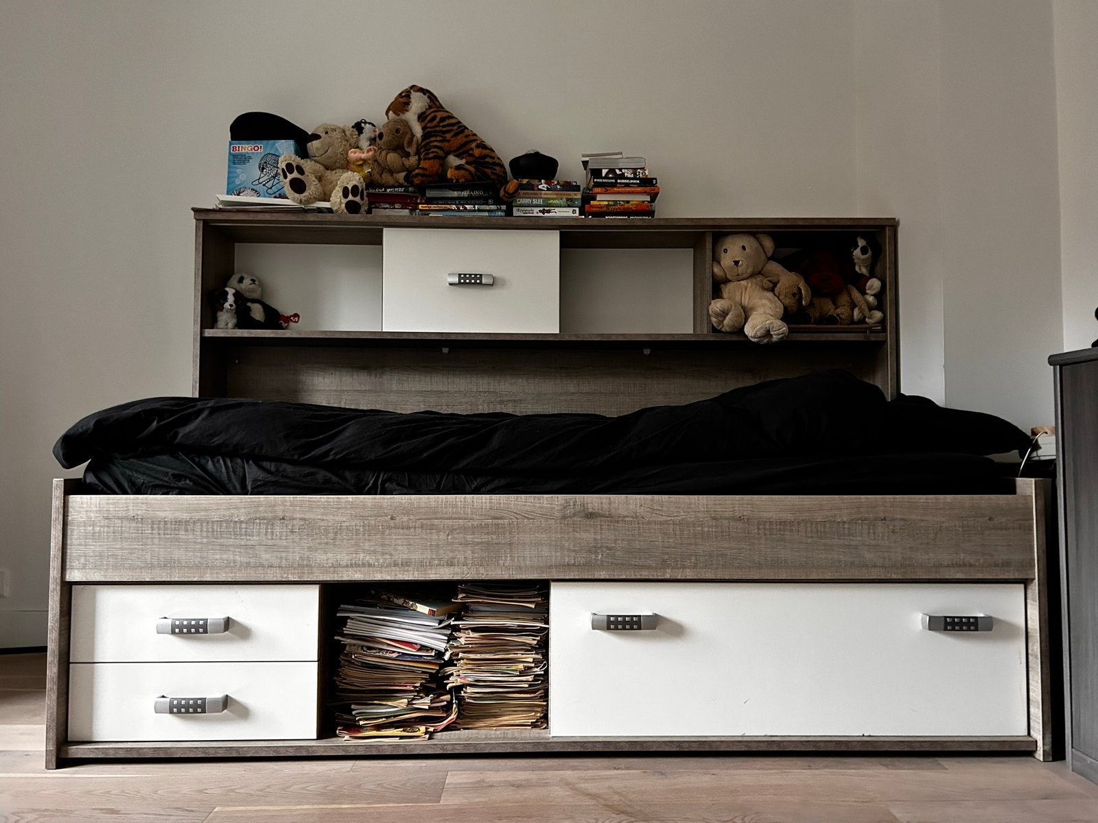 Eenpersoonsbed met ombouw en opbergruimte, Ophalen, Gebruikt, 90 cm, Eenpersoons