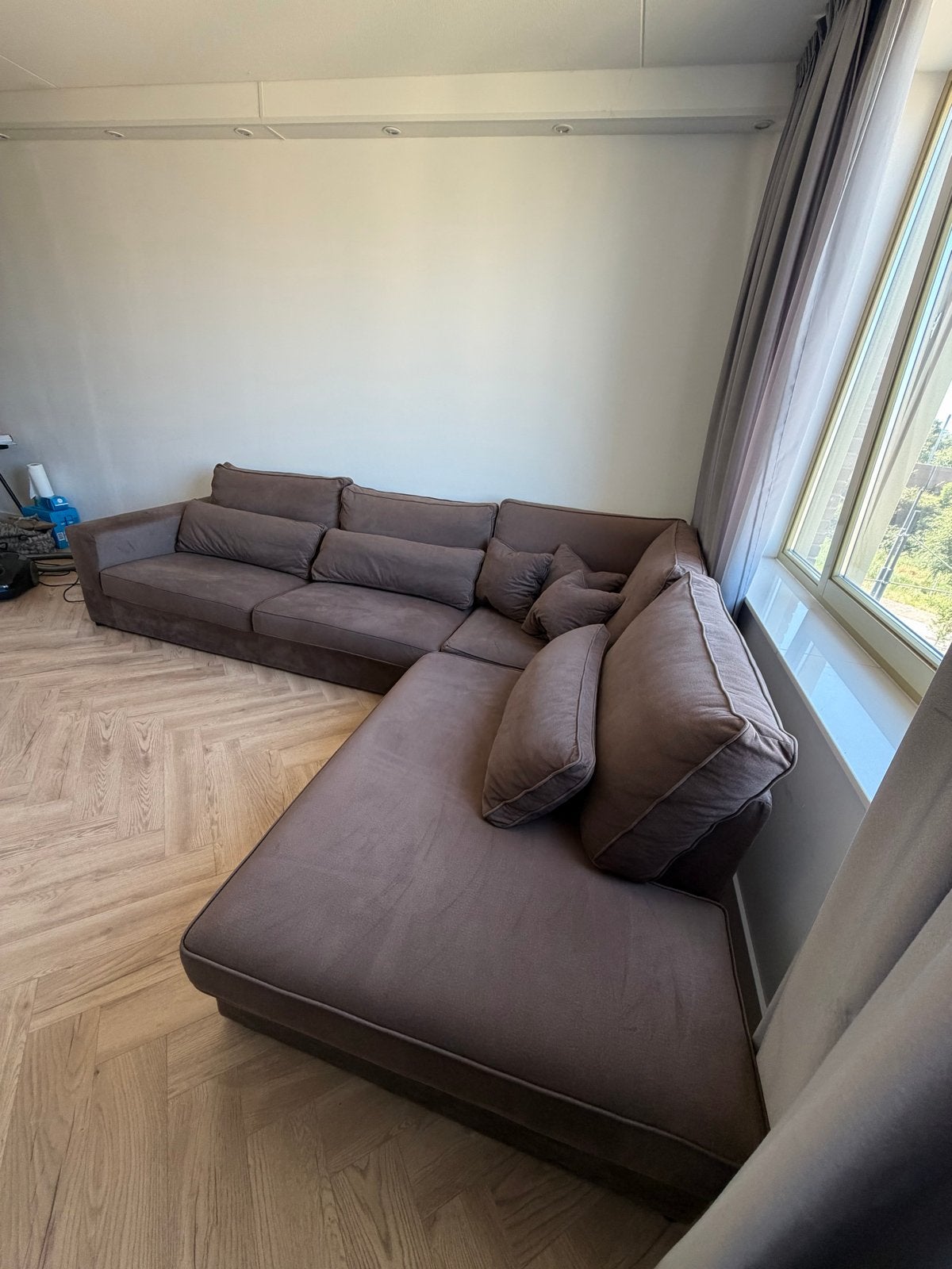 Hoekbank, eettafel en salontafel - Complete set, Huis en Inrichting, Gebruikt, Hoekbank, 300 cm of meer, Ophalen of Verzenden