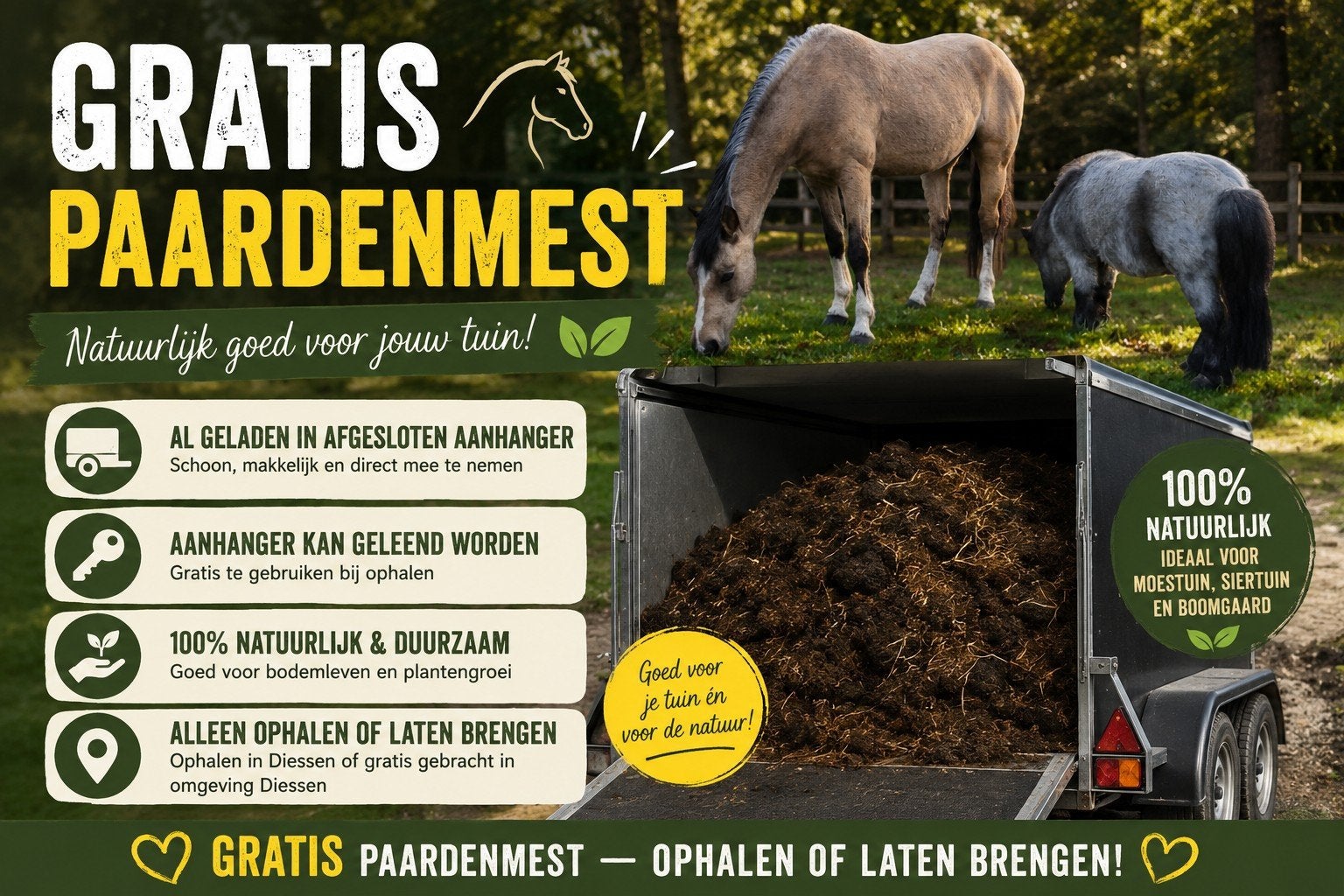 Gratis paardenmest, Ophalen, Mest