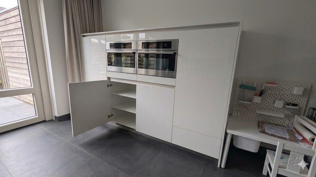 Complete keukenwand (inclusief 4 stuks inbouwapparatuur), Ophalen, Gebruikt, Wit, Enkelwandige keuken