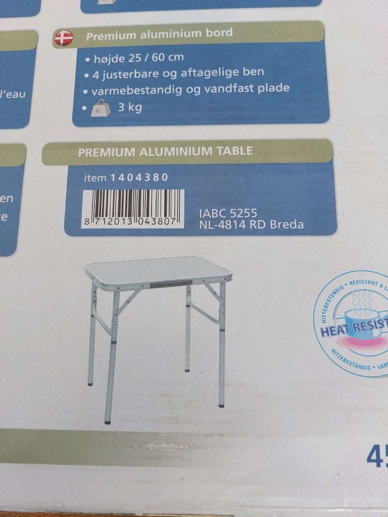 Bo-Camp - Campingtafel - Premium - 60x45 cm (l x b), Ophalen, Zo goed als nieuw, Campingtafel