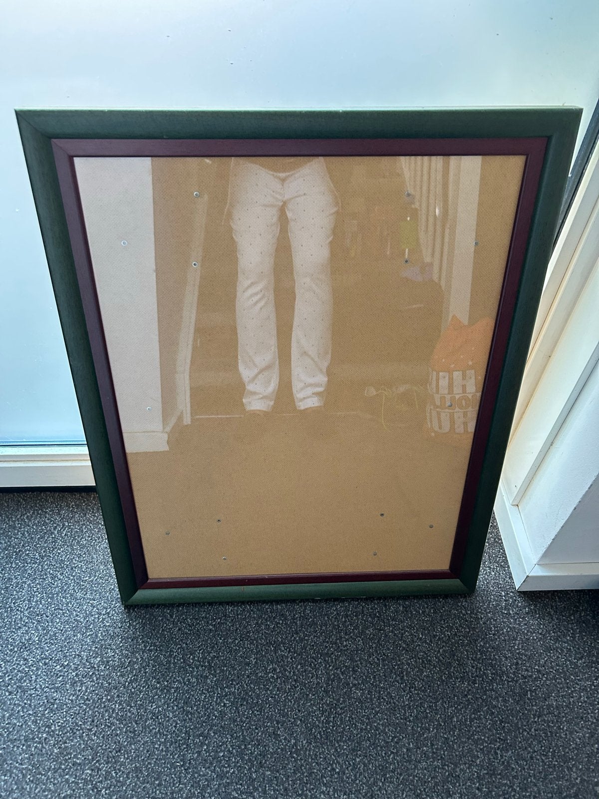 Grote fotolijst met glas, donkergroen/bordeauxrood, Ophalen, Gebruikt, Fotolijst, Met glas