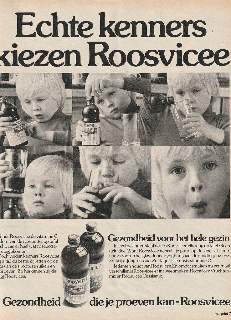 Retro reclame 1977 Roosvicee jongetje is echte kenner, Verzamelen, Verzenden, Overige typen