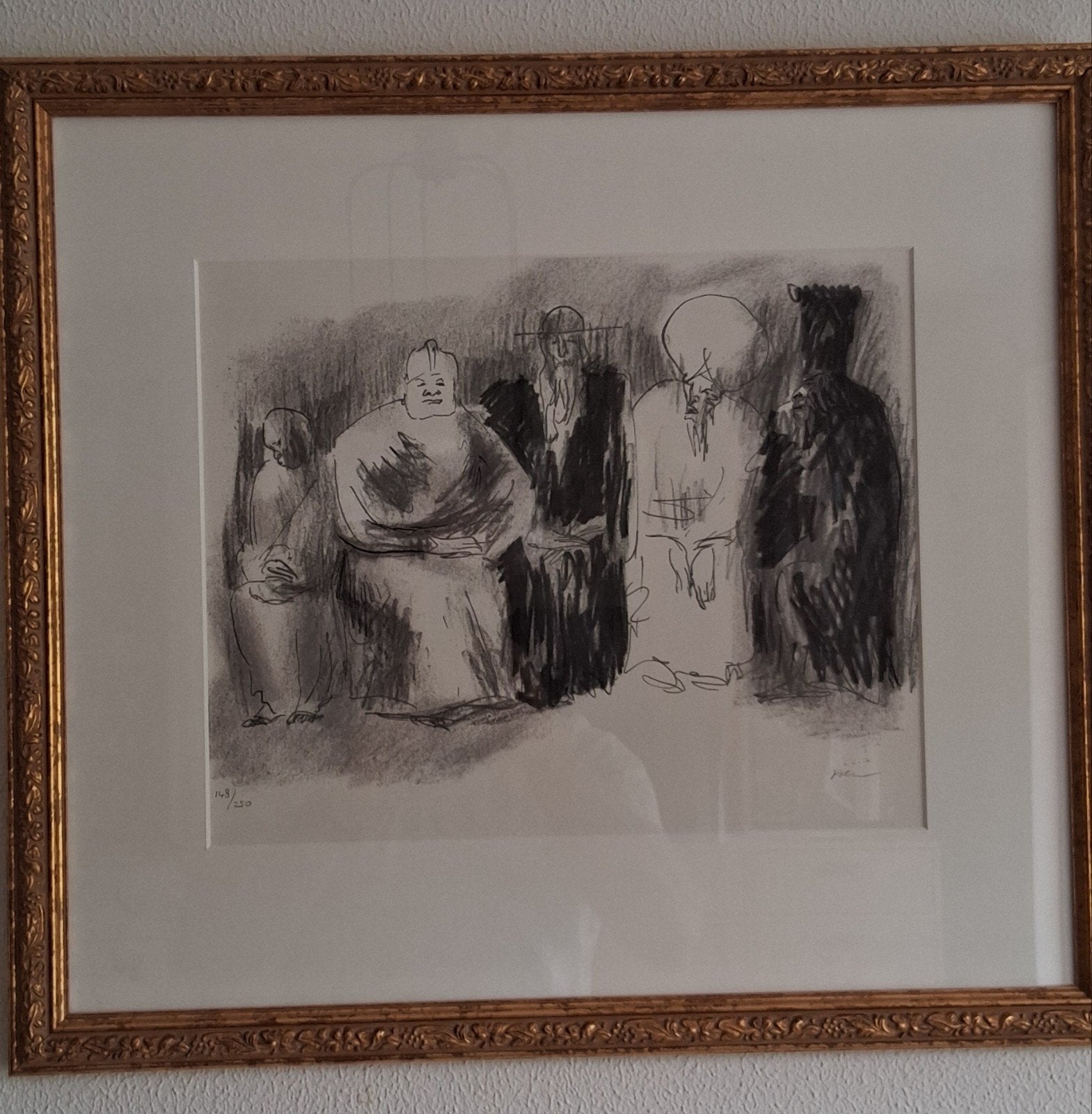 Luis Filcer (1927-2018) – Prachtige Litho in Luxe Lijst, Ophalen, Gesigneerd, Portret en Figuren, Zeefdruk