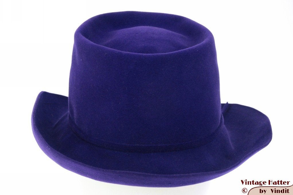 Vintage Dameshoed violet paars fluweel 55 = S tot XS, Kleding | Dames, Ophalen of Verzenden, Gedragen, 55 cm (S, 6⅞ inch) of minder
