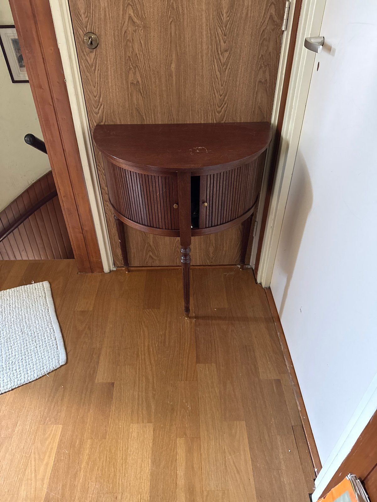 Vintage Halfronde Console Tafel met Roldeur, Ophalen