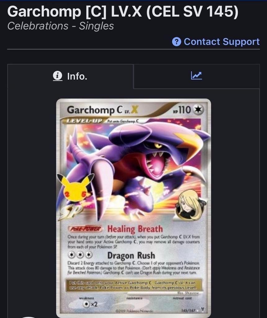 Garchomp C LV.X (CEL SV 145) pokemon, Ophalen of Verzenden, Nieuw, Losse kaart