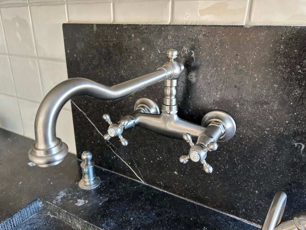 Nostalgische keukenkraan V2721 RVS met gratis zeeppompje, Ophalen, Overige typen, Zilver, Zo goed als nieuw