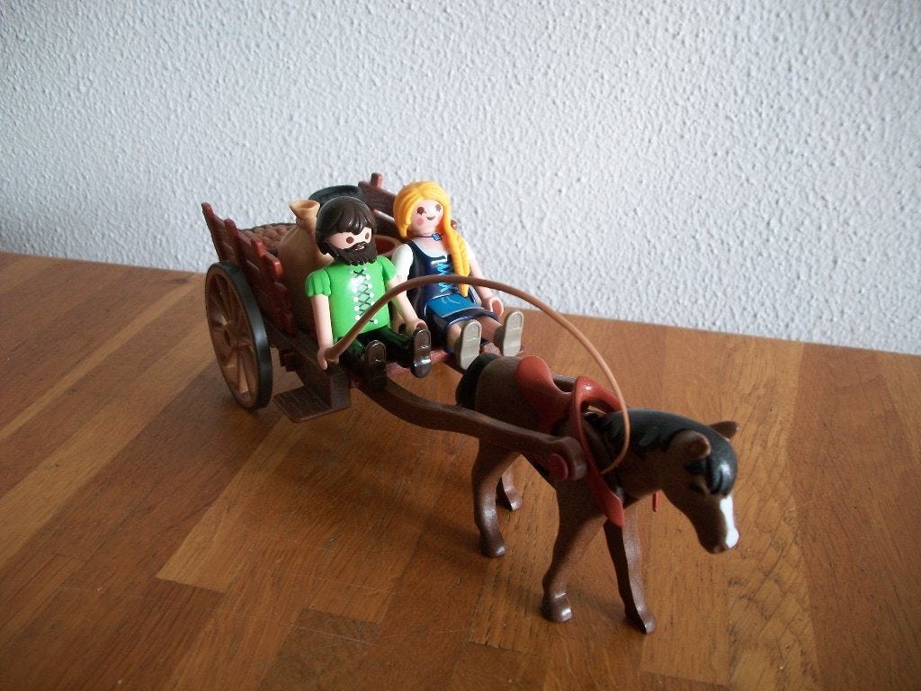 Paard en kar met figuren en accessoires / middeleeuwen, Ophalen of Verzenden, Nieuw, Historisch, Complete set
