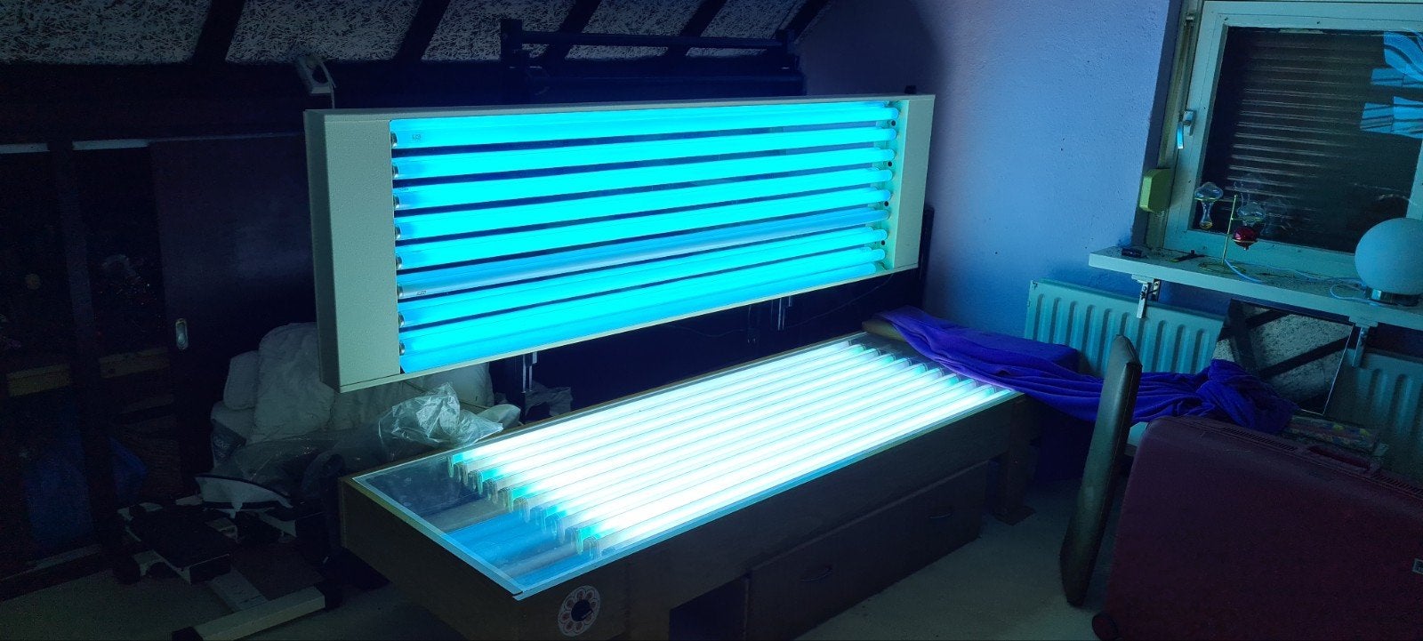 💥💥 zonnebank en/of zonnehemel ophalen in Weert, Ophalen, Gebruikt, Zonnebank enkelzijdig, 15 lampen of meer