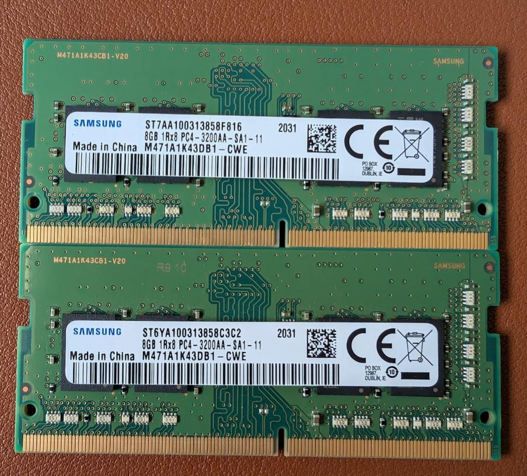 Samsung 2x8GB (16GB) DDR4 3200Mhz sodimm, Computers en Software, RAM geheugen, Gebruikt, Verzenden, DDR4, Laptop