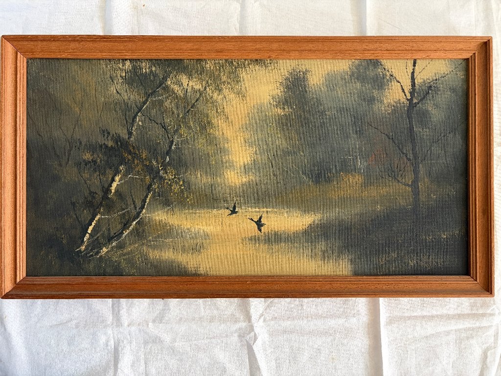 Olieverf Schilderij Meer in het bos, Ophalen of Verzenden