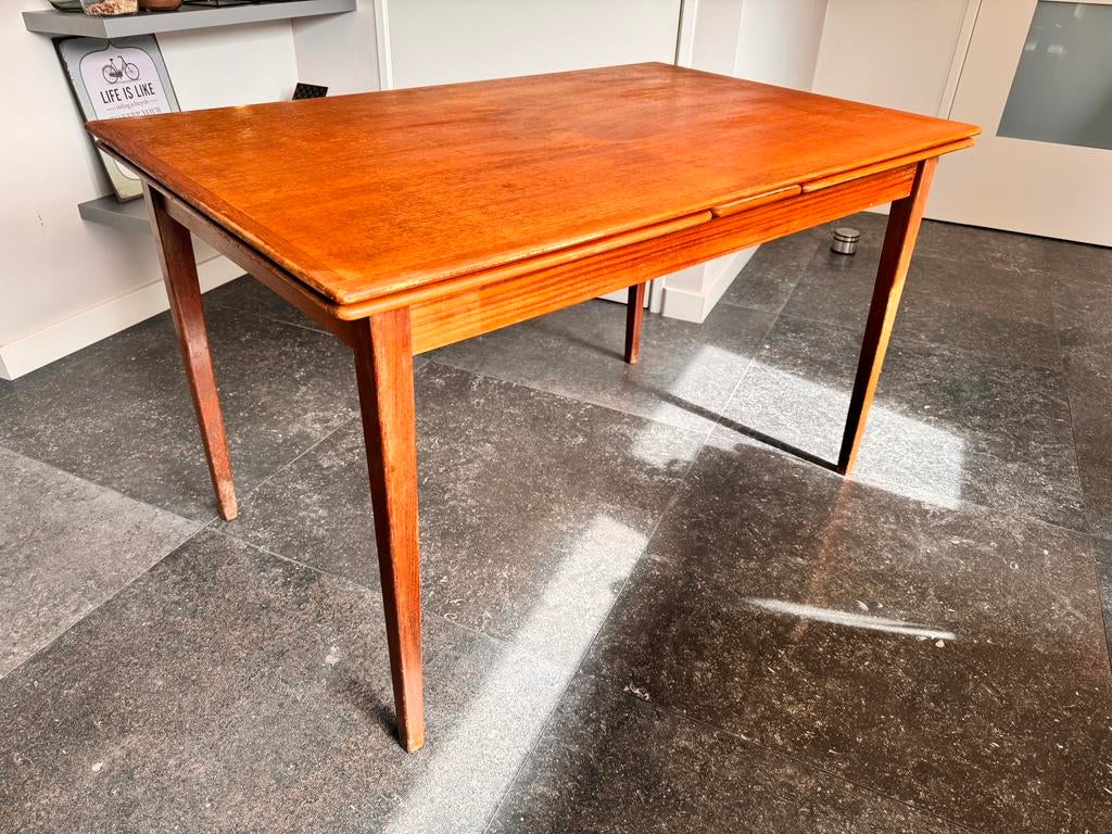 Vintage uitschuifbare eettafel jaren 60, Huis en Inrichting, Tafels | Eettafels, Ophalen, Gebruikt, 200 cm of meer, Scandinavisch