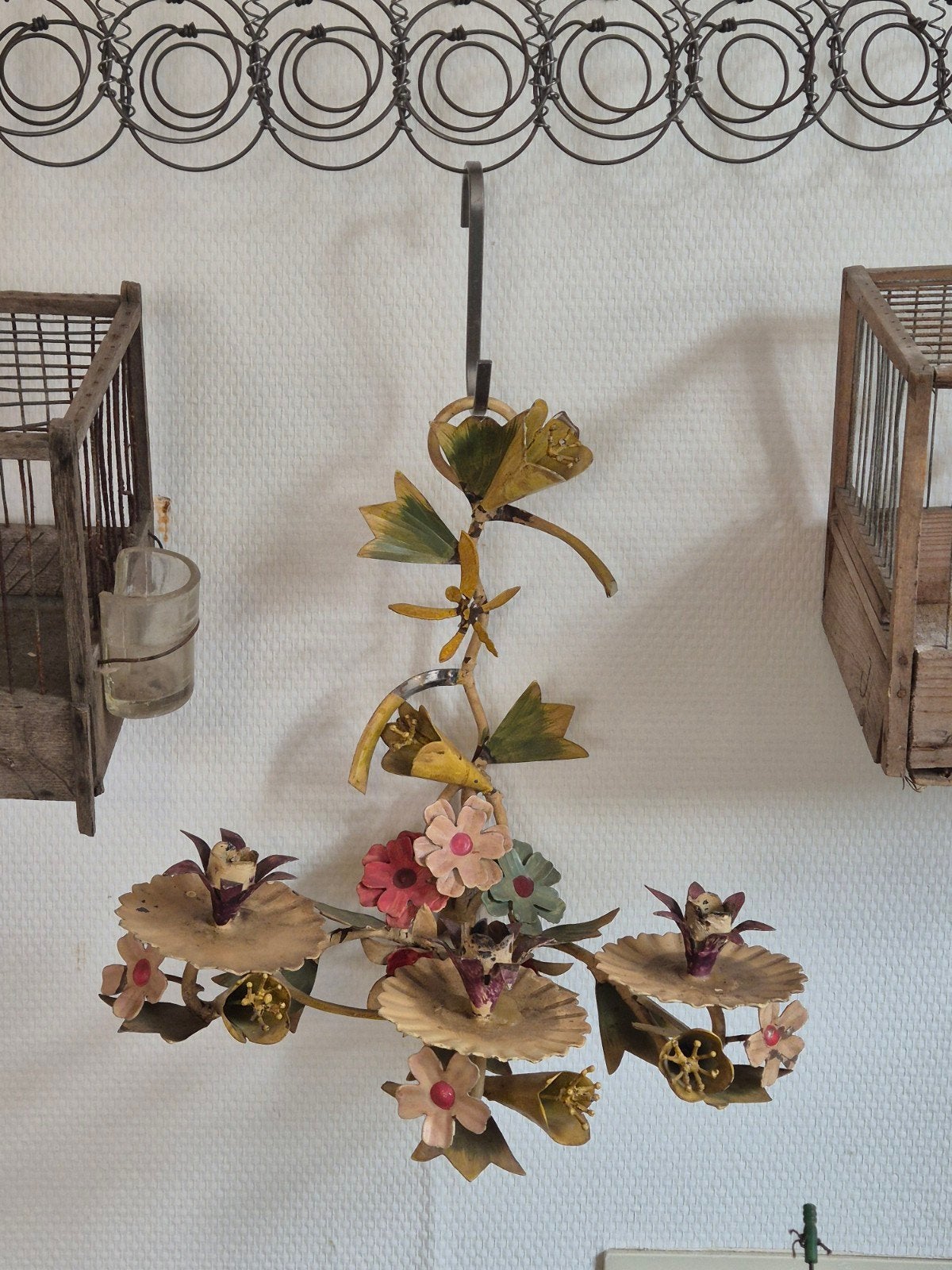 Franse kandelaar met bloemen., Antiek en Kunst, Antiek | Kandelaars, Ophalen of Verzenden, Koper of Brons